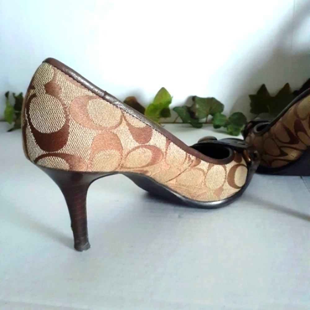 Coach Signature Coated Canvas and Leather Pump - Picture 4 of 16